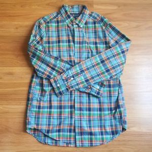 Ralph Lauren boys like new, blue plaid long sleeve shirt, size xl